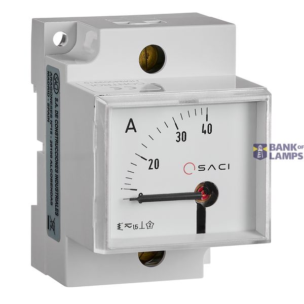 SACI EC5VR 48x48 Direct Ammeter, DIN Rail Mount, 0-40A image 1
