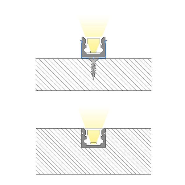Attached PT aluminum profile, 10x8 mm, matte diffuser, complete, 2 m image 1