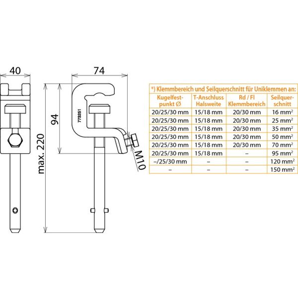 Universal clamp with T pin shaft for Fl/Rd -30mm a. fixed ball points  image 2