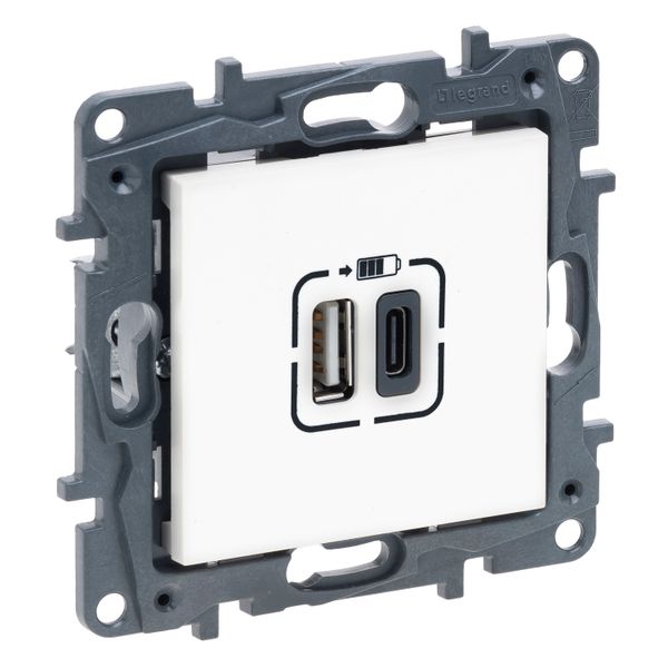 DOUBLE USB CHARGER TYPE A+C WHITE image 1