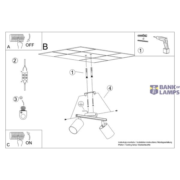 CEILING LAMP LEMMI 2 BLACK GU10 2X40 IP20 image 8