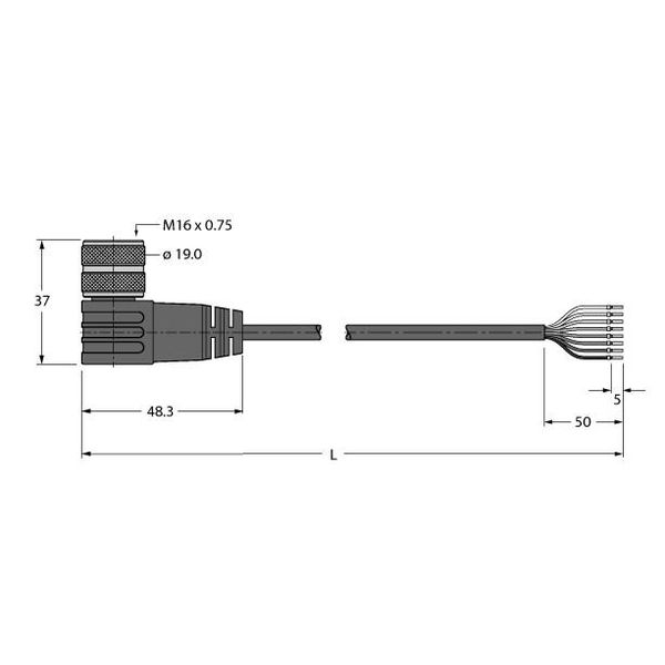 Actuator and sensor cable Connection Cable   BKWM14-E01-100/S90 image 1