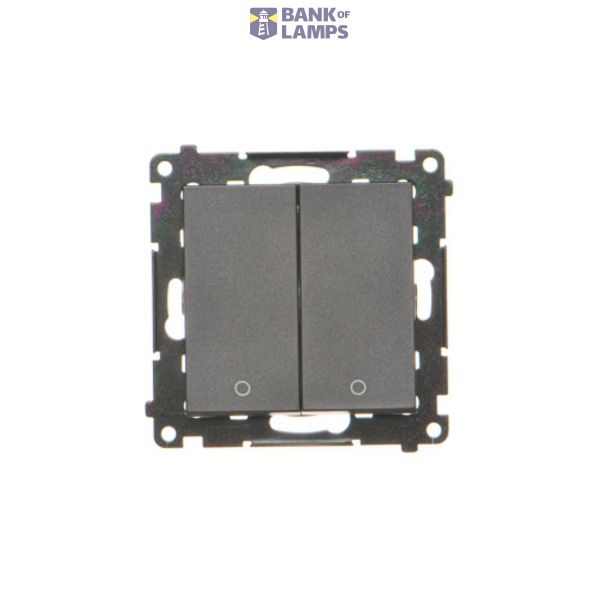 Double 2-pole switch, 16AX, black matt image 1