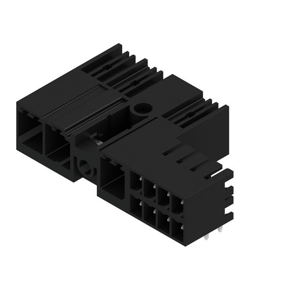 PCB plug-in connector, male header, closed side, Middle screw flange, THT solder connection, 7.62 mm, Number of poles: 3, 90°, Solder pin length (l): 3.5 mm, tinned, black, Box image 3