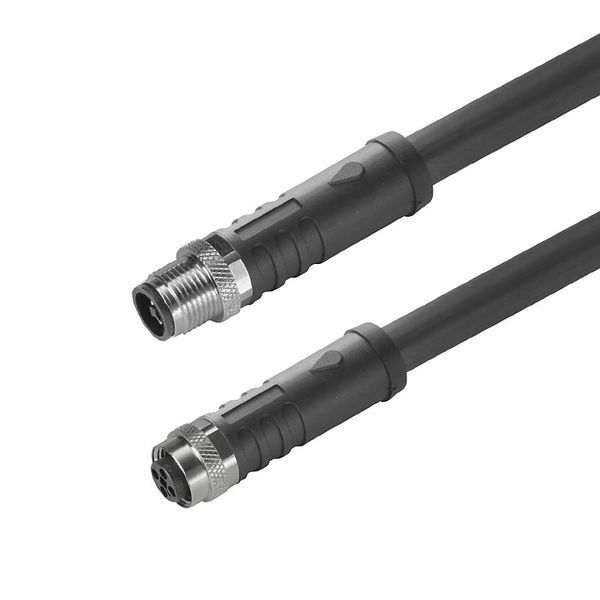 Sensor/actuator line, M12 / M12, Number of poles : 4, 2 m, Male pin, straight - Female socket, straight, Shielded: Yes, LED: No, Sheath material: PUR, Halogen: No image 1
