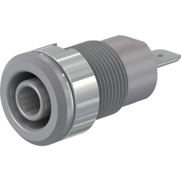 4 mm socket, flat plug connection, mounting Ø 12.2 mm, CAT III, gray, 49.7044-28 image 1
