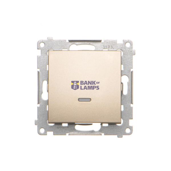 Two-way switch with LED illumination without pictogram, (module), 16AX, Screw, Gold matt, metalic image 1