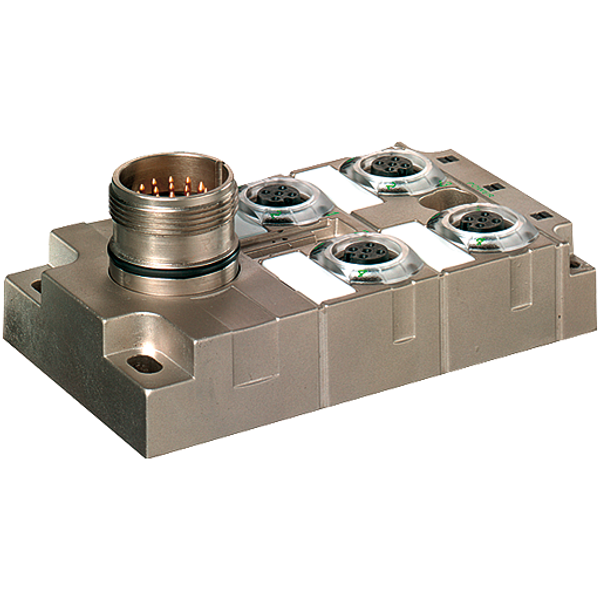 MVP-METALL, 4XM12, 5POLE, M23 19POL. CON. Connector exit frontside image 1