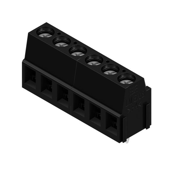 Printed circuit board terminals, 5.08 mm, Number of poles: 6, 90°, Solder pin length (l): 3.5 mm, tinned, black, Clamping yoke connection, Clamping range, max. : 2.5 mm², Box image 3