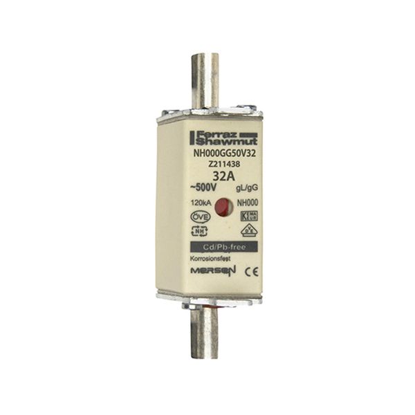Fuse-link NH000 gG 500VAC 32A live tags Double indicator By 3 image 1