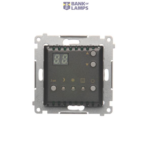 Digital thermostat with outer temperature sesnor, anthracite, metalic image 1