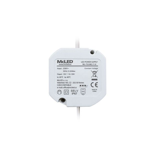 Power supply 12W, DC12V/1A, IP67, for wiring box image 1