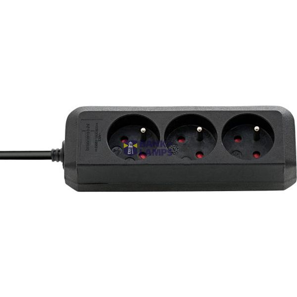 Eco-Line extension lead 3-way black 3m H05VV-F 3G1,5 *FR* image 1