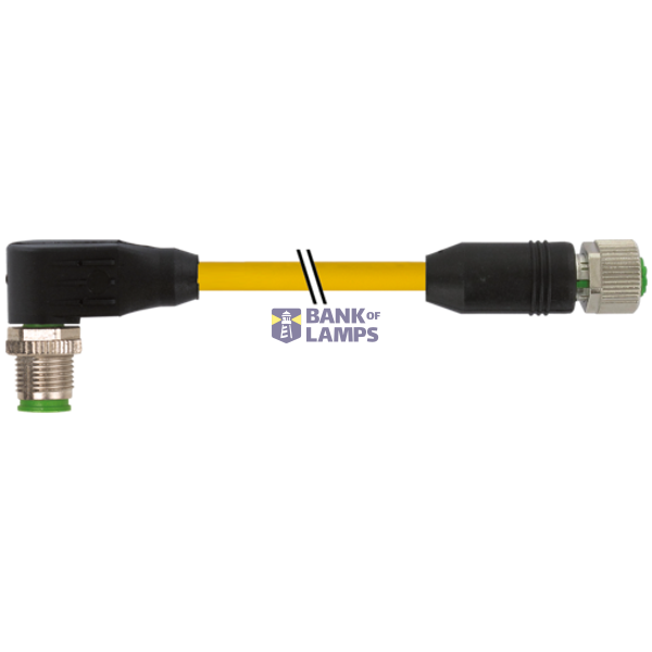 M12 male9 0° / M12 female 0° A-cod. PUR 8x0.25 ye UL/CSA+drag ch. 10m image 1