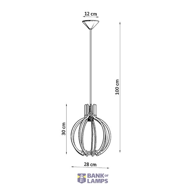 HANGING LAMP ARANCIA NATURAL WOOD E27 1X60W IP20 image 2