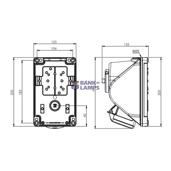 Fixed socket COMBO-POL 32A 4P 6h IP44 image 2