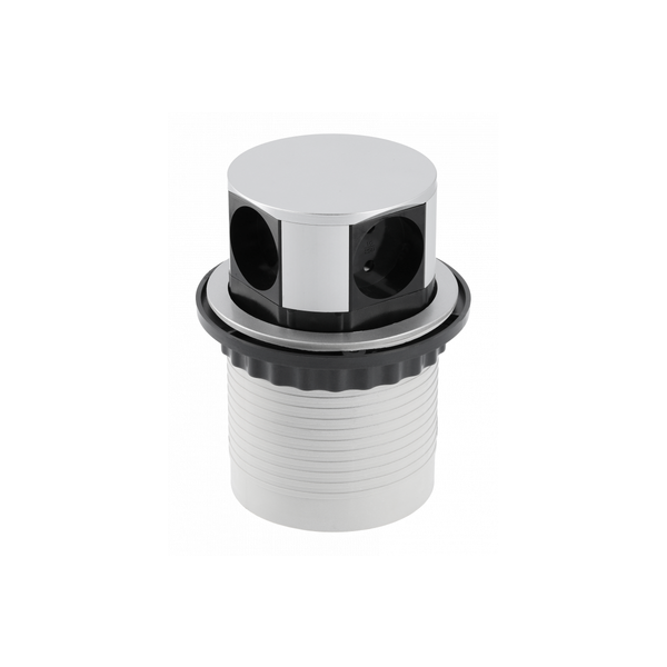 Furniture socket COMFORT, Ø100 mm, 4xSHUKO, cable 1.5 m, aluminum image 1