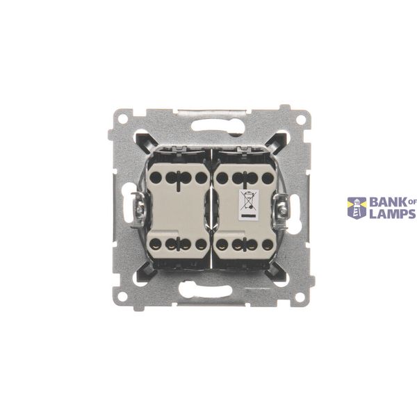 Double compact socket outlet with earthing IP44 version - transparent flap, 16A, Screw, dark grey image 1