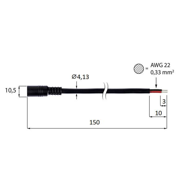 Power connector socket, free end (AWG 22/0.33 mm2) image 1
