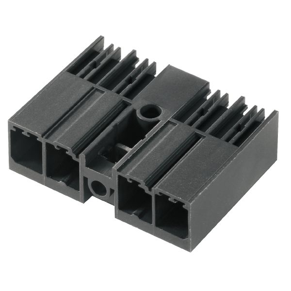PCB plug-in connector, male header, closed side, Middle flange, THT solder connection, 7.62 mm, Number of poles: 4, 90°, Solder pin length (l): 3.5 mm, tinned, black, Box image 3