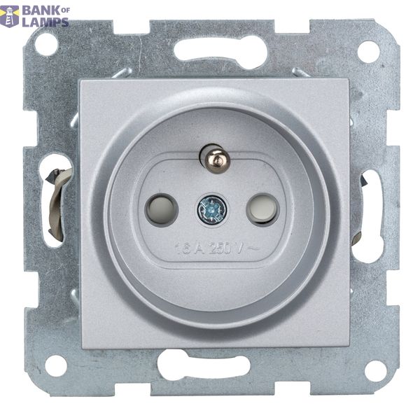 Pin socket outlet with safety shutter, screw clamps, silver image 4