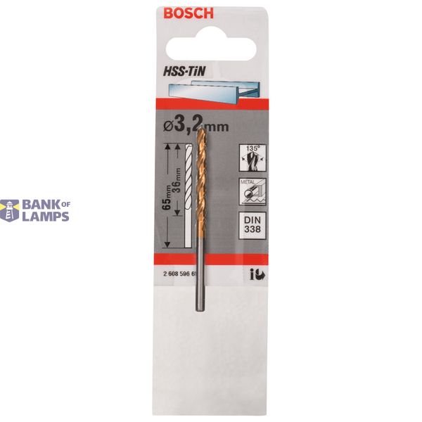 Metal drill bits HSS-TiN, DIN 338 3,2 x 36 x 65 mm 1 pcs. image 2
