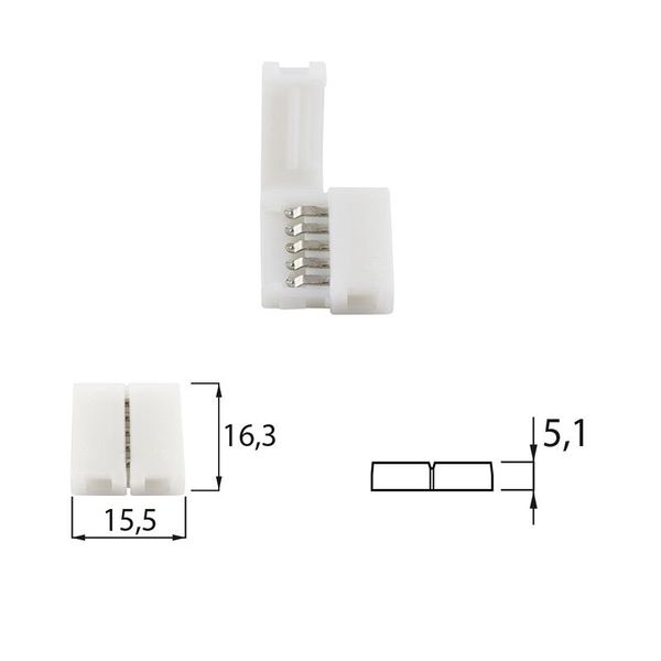 Connector for RGBW LED strips, width 12 mm, 5 pins image 1