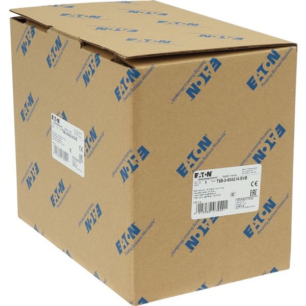 T5B-3-8342/I4/SVB Main switch, T5B, 63 A, surface mounting, 3 contact unit(s), 6 pole, Emergency switching off function, With red rotary handle and yellow locking ring, image 10