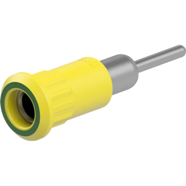 4 mm socket, round plug connection, mounting Ø 8.2 mm, yellow/green, 64.3011-20 image 1