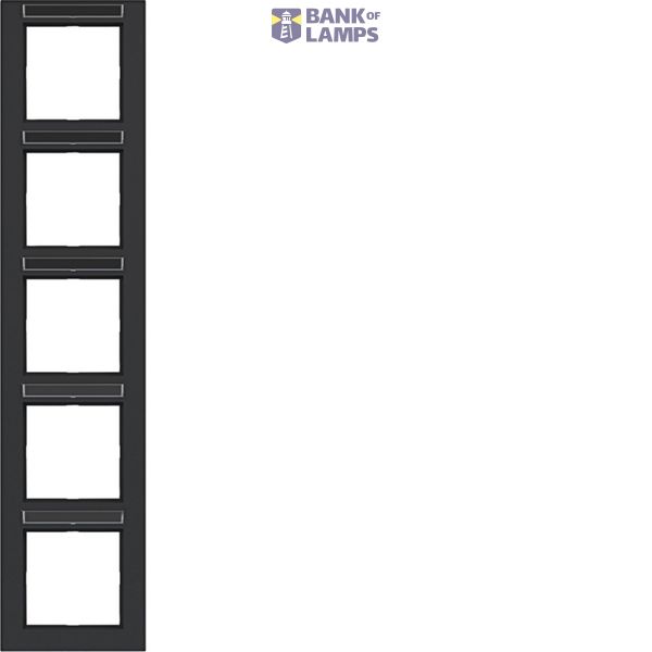 Cover frame 5-way vertical, text field, A.1, night black matte image 1