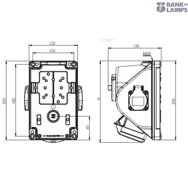 Fixed socket COMBO-POL 16A 5P 6h IP44 image 2