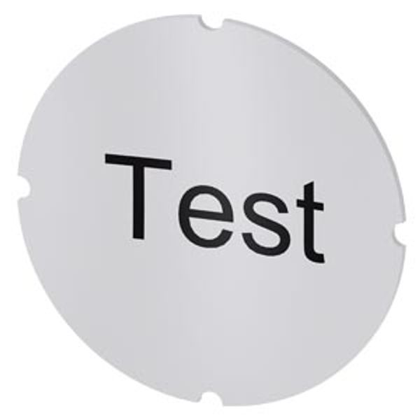 Inscription plate for illuminated pushbutton, round, milky, labeling: Test image 1