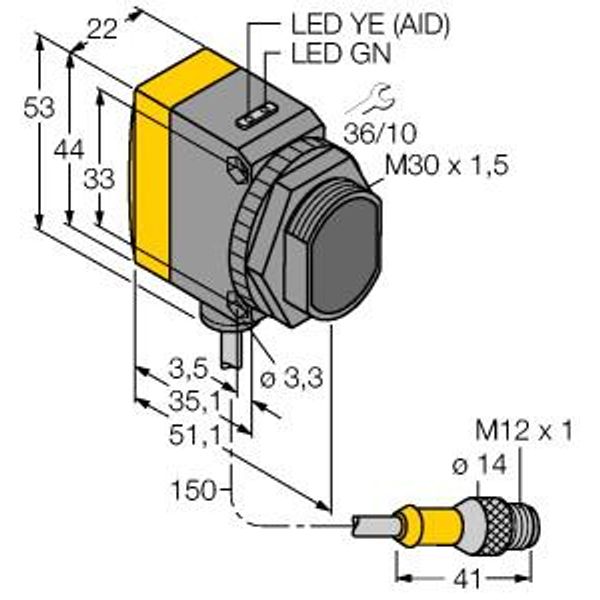 Photoelectric Sensor Opposed Mode Sensor (Emitter/Receiver)   QS30RRXH2OQ5 image 1