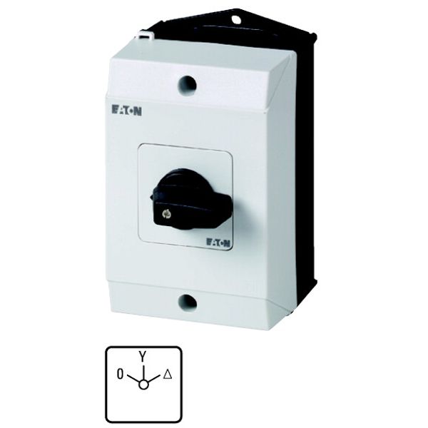 T0-4-8410/I1 Star-delta switches, T0, 20 A, surface mounting, 4 contact unit(s), Contacts: 8, 60 °, maintained, With 0 (Off) position, 0-Y-D, Design number 8410 image 1