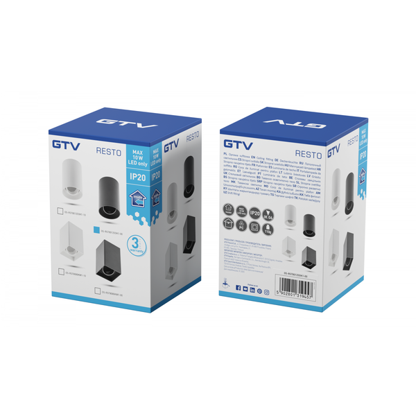 Ceiling luminaire housing RESTO, max. 10 W (LED ONLY), Ø80x125 mm, IP20, PC, black image 3