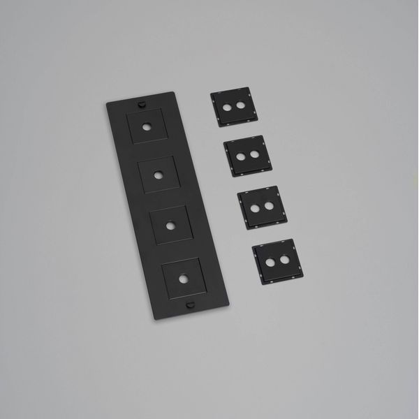 4G WALL PLATE / VERTICAL / WITH INFILLS / WITHOUT LOGO / BLACK image 1