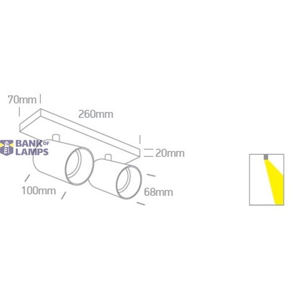 BLACK GU10 2x10W DARK LIGHT image 2