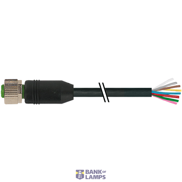 M12 female 0° A-cod. with cable PUR 8x0.34 bk UL/CSA+drag ch. 23m image 2
