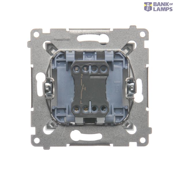 Two gang switch with indicator light, LED not replaceable Color: blue, (module), 10AX, quick connection, beige image 1