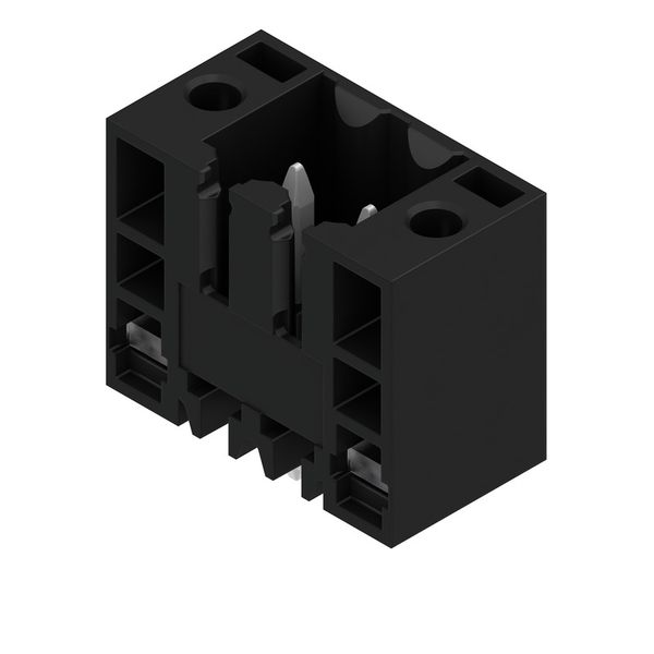 PCB plug-in connector, male header, Flange, THT solder connection, 3.50 mm, Number of poles: 2, 180°, Solder pin length (l): 3.2 mm, tinned, black, Box image 2