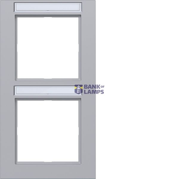 Cover frame double vertical, text field, A.1, titanium image 1