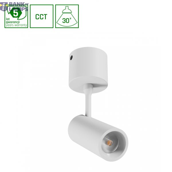 SPOT M OPRAWA NATYNKOWA 10W CCT 230V 30st IP20 śr.44 x145x205mm BIAŁY 5 LAT GW. SPECTRUM image 1