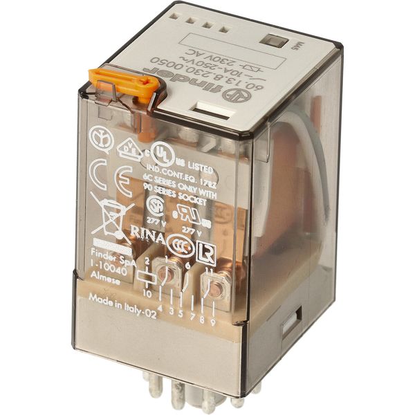 Rel. 3CO 10A/230VAC/Agni+Au/Test button/LED (60.13.8.230.5050) image 3