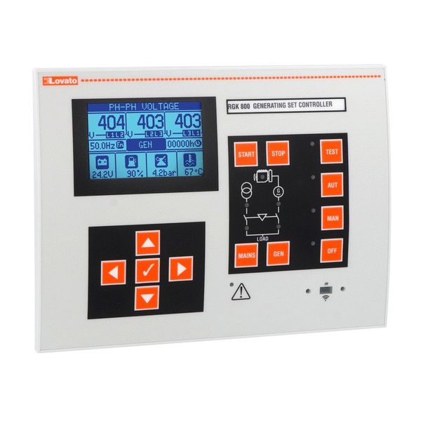 Automatic mains failure (AMF) gen-set controller, 12/24VDC, with RS485 port and USB/optical and Wi-Fi point programming port on front, Canbus port, IP65, expandable with EXP... modules image 1