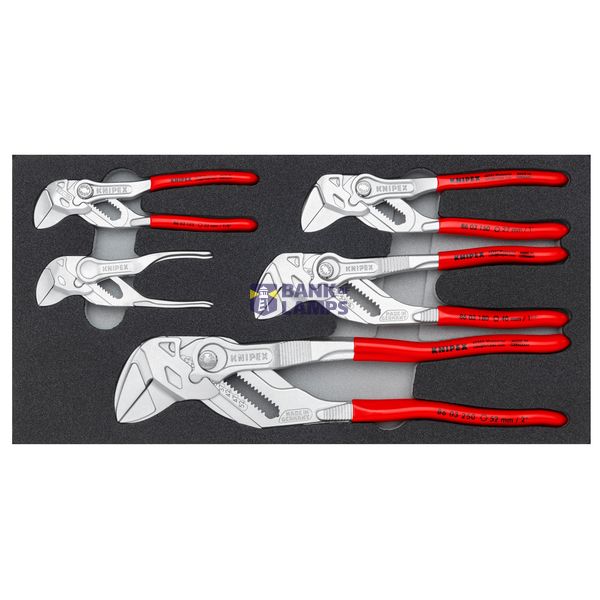 KNIPEX 00 20 01 V24 Pliers Wrench Set 5 parts in a foam tray image 1