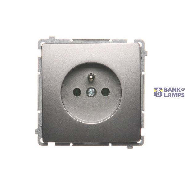 Single socket outlet with earthing, Inox, metallized, 16A image 1