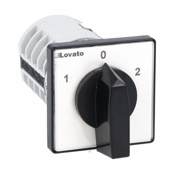 Rotary cam switch 7GN series, Dahlander motor control switch 1-0-2, 20A, for front mounting with black handle, front plate 48X48mm image 1