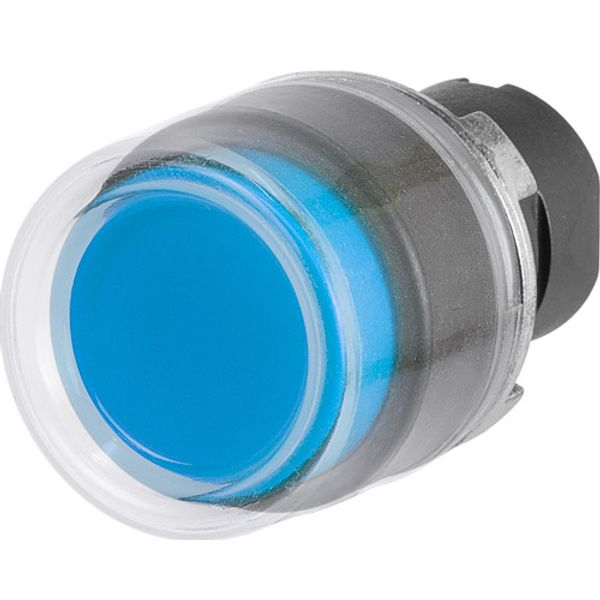 Projecting push-button, blue, rubber cap image 1