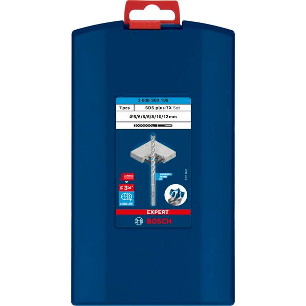 EXPERT SDS plus-7X Hammer Drill Bit Set 5/6/6/8/8/1/12 mm 7-pc image 3