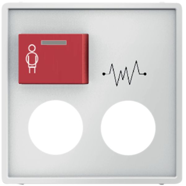 Central part with red call button at the top and place for 2 auxiliary plug-in connectors, Berker Q.x, white, velvet image 1